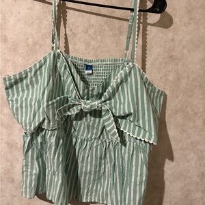 Old Navy Green and White Striped Camisole